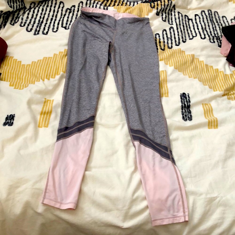 Grey and pink full pant leggings